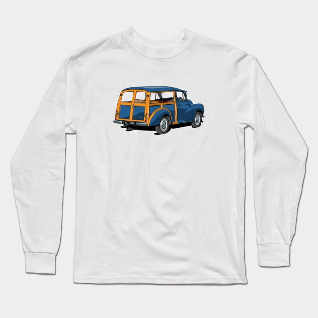 Morris Minor traveller in dark blue Long Sleeve T-Shirt by candcretro